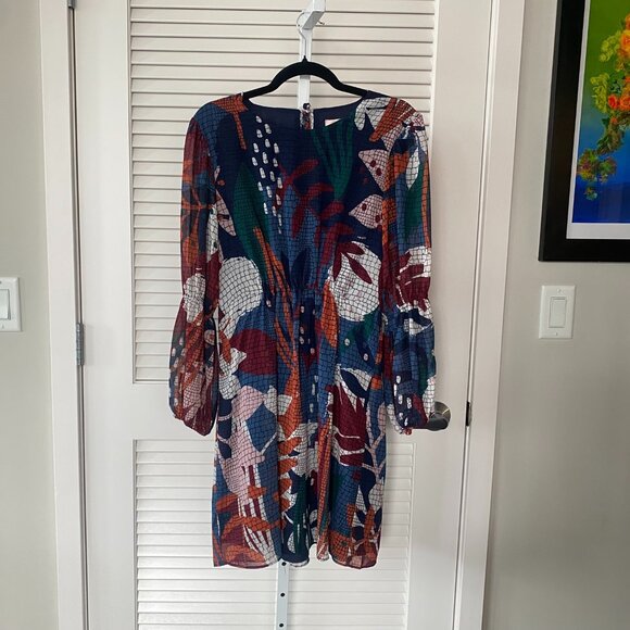 Hutch x Anthropologie Floral Long Sleeve Mini Dress, Warm Floral, Size S - Picture 1 of 9